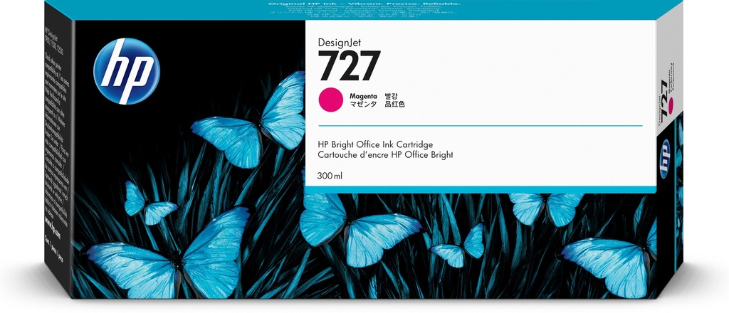 HP F9J77A/727 Cartouche d'encre magenta 300ml pour HP DesignJet T 920/930