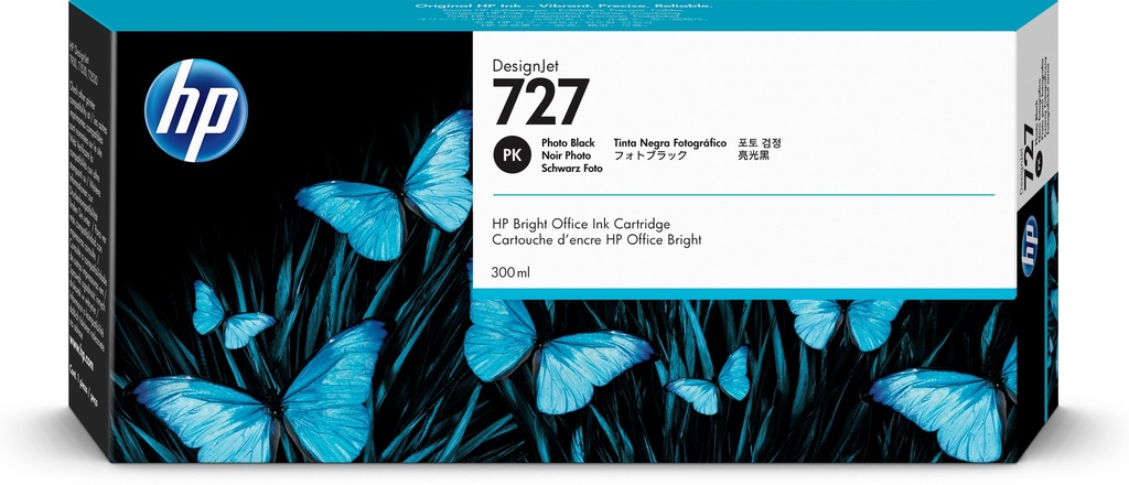HP F9J79A/727 Cartouche d'encre noire photo 300ml pour HP DesignJet T 920/930