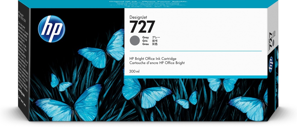 HP F9J80A/727 Cartouche d'encre grise 300ml pour HP DesignJet T 920/930