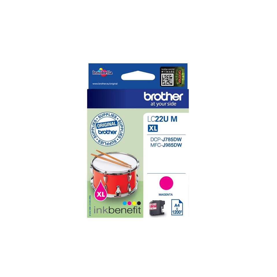 Brother LC-22UM Cartouche d'encre magenta XL, 1.200 Feuilles ISO/IEC 24711 pour Brother DCP-J 785