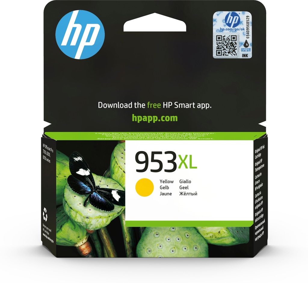 HP F6U18AE/953XL Cartouche d'encre jaune haute capacité, 1.450 Feuilles 18ml pour HP OfficeJet Pro 7700/8210/8710
