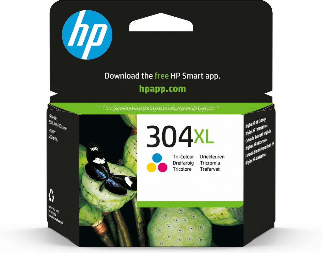 HP N9K07AE/304XL Cartouche à tête d'impression couleur haute capacité, 300 Feuilles/5% 7ml pour HP DeskJet 2620/3720