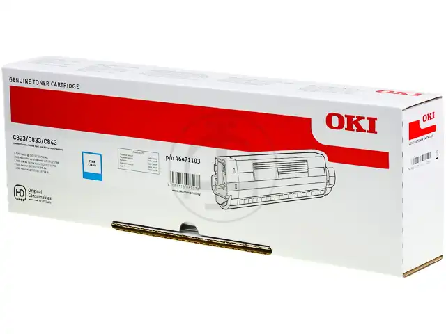 OKI 46471103 Kit toner cyan, 7.000 Feuilles ISO/IEC 19798 pour OKI C 823