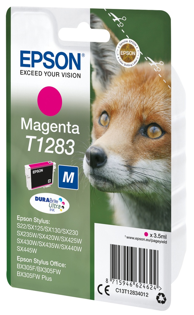 Epson C13T12834012/T1283 Cartouche d'encre magenta, 140 Feuilles 3,5ml pour Epson Stylus S 22/SX 235 W/SX 420/SX 430 W