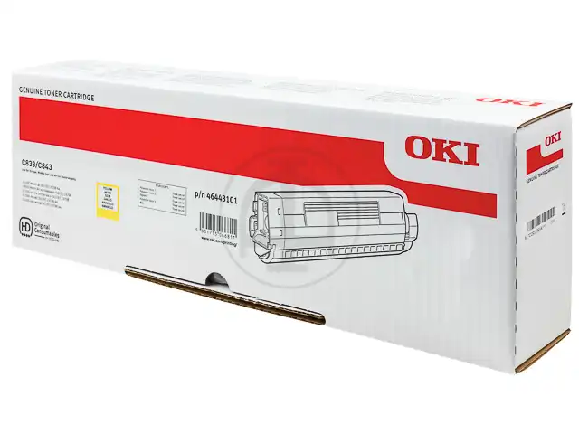 OKI 46443101 Kit toner jaune, 10.000 Feuilles ISO/IEC 19798 pour OKI C 833