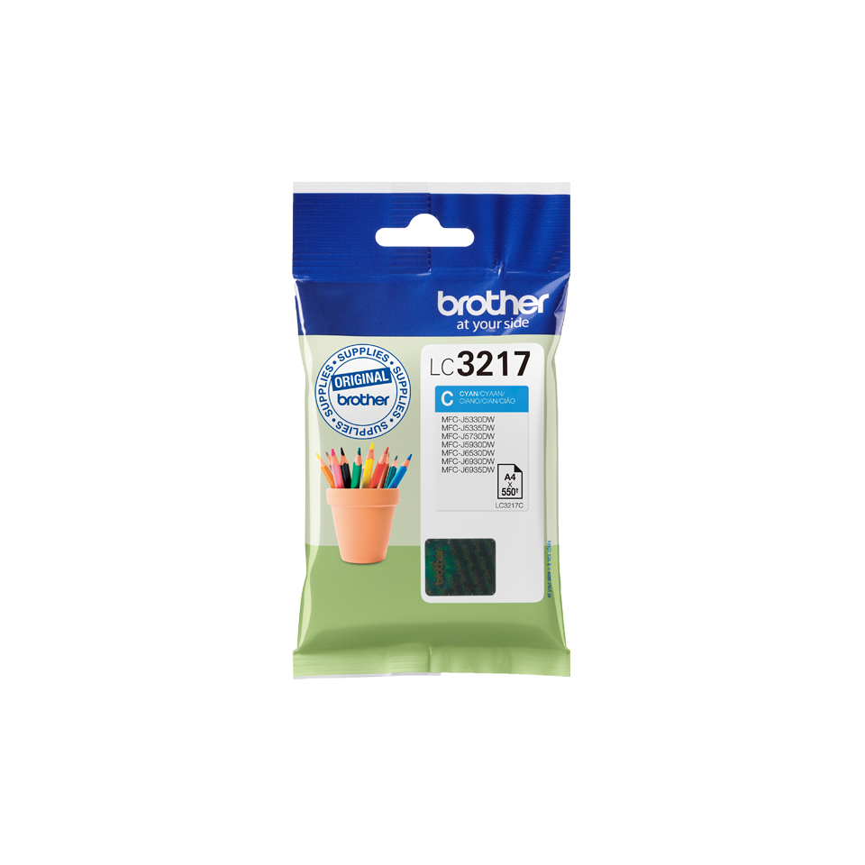 Brother LC-3217C Cartouche d'encre cyan, 550 Feuilles ISO/IEC 24711 9ml pour Brother MFC-J 5330