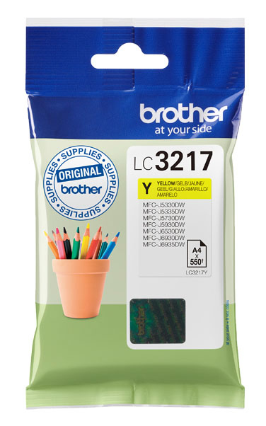 Brother LC-3217Y Cartouche d'encre jaune, 550 Feuilles ISO/IEC 24711 9ml pour Brother MFC-J 5330