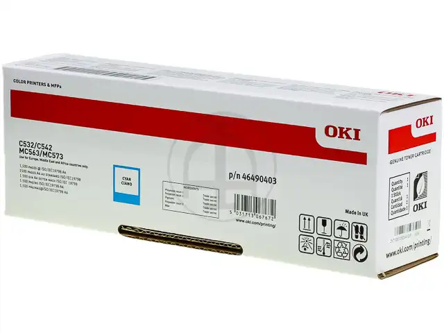 OKI 46490403 Kit toner cyan, 1.500 Feuilles ISO/IEC 19798 pour OKI C 532