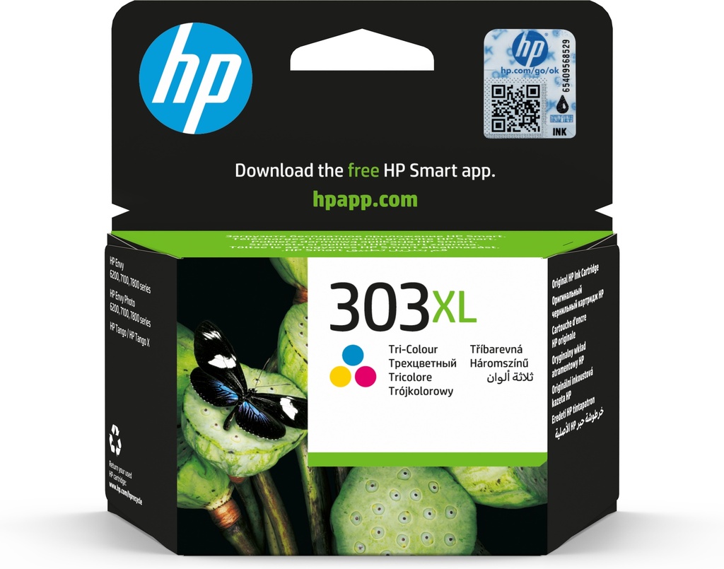 HP T6N03AE/303XL Cartouche à tête d'impression couleur haute capacité, 415 Feuilles 10ml pour HP Envy Photo 6230