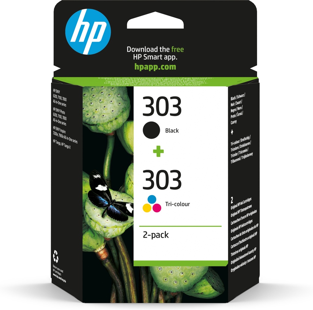 HP 3YM92AE/303 Cartouche à tête d'impression multi pack noire + couleur 4ml UE2 pour HP Envy Photo 6230/e