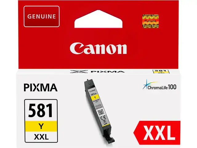 Canon 1997C001/CLI-581YXXL Cartouche d'encre jaune extra haute capacité, 825 Feuilles ISO/IEC 19752 322 Photos 11.7ml pour Canon Pixma TS 6150/8150