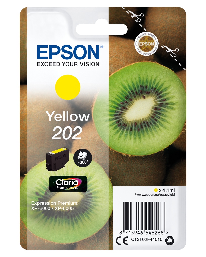 Epson C13T02F44020|202 Cartouche d'encre jaune, 300 Feuilles 4.1ml pour Epson XP-6000