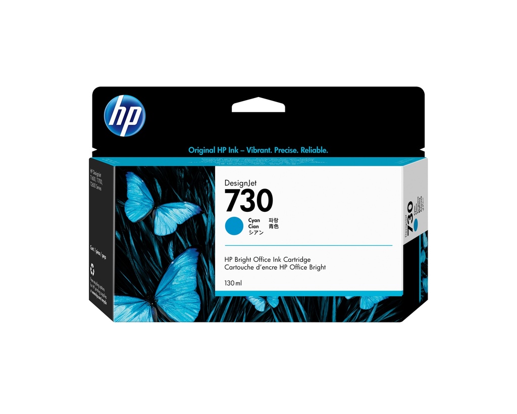 HP P2V62A/730 Cartouche d'encre cyan 130ml pour HP DesignJet T 1600/1700/940