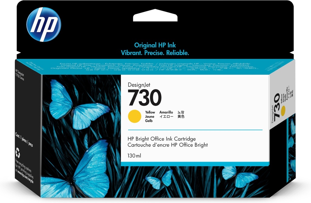 HP P2V64A/730 Cartouche d'encre jaune 130ml pour HP DesignJet T 1600/1700/940