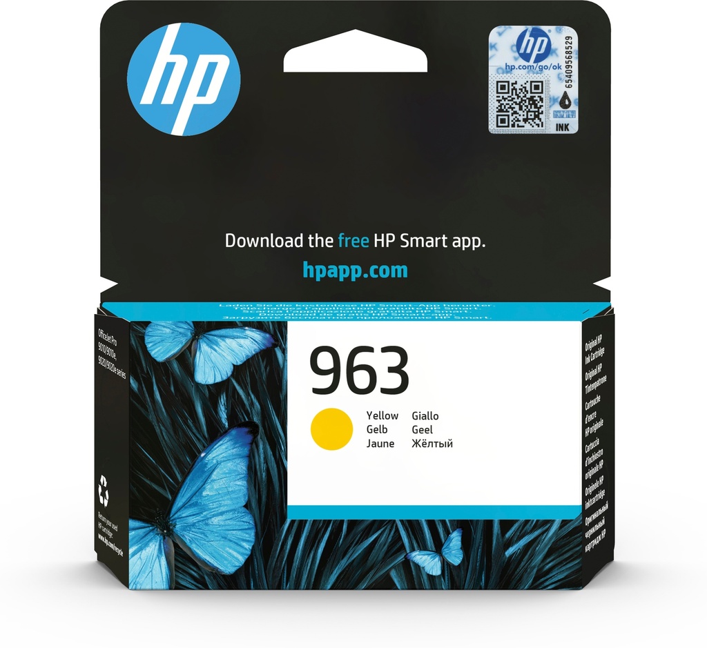 HP 3JA25AE/963 Cartouche d'encre jaune, 700 Feuilles 10.7ml pour HP OJ Pro 9010/e/9020/9020 e