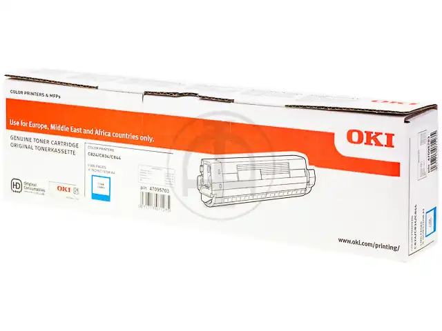 OKI 47095703 Kit toner cyan, 5.000 Feuilles ISO/IEC 19752 pour OKI C 824/834