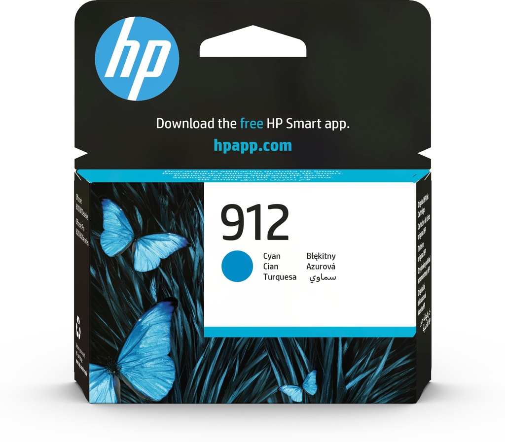 HP 3YL77AE/912 Cartouche d'encre cyan, 315 Feuilles 2.93ml pour HP OJ Pro 8010/e/8020