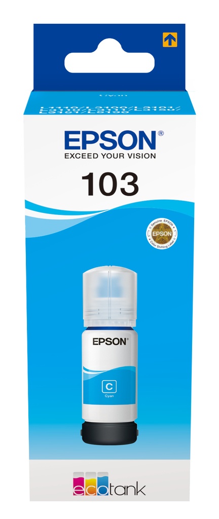 Epson C13T00S24A/103 Bouteille d'encre cyan, 4.500 Pages 70ml pour Epson L 1110