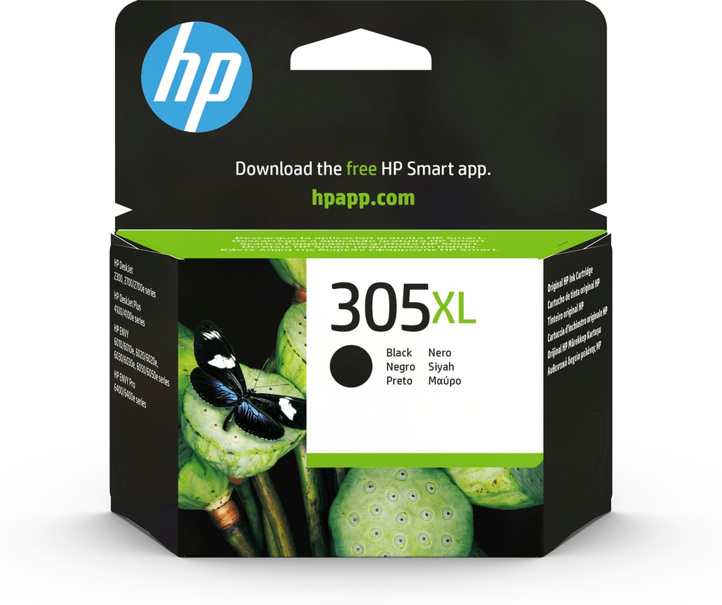 HP 3YM62AE/305XL Cartouche à tête d'impression noire haute capacité, 240 Feuilles pour HP DeskJet 2710/e/Envy 6020/Envy 6020 e