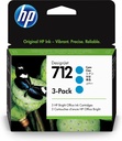 HP 712 3-pack 29-ml Cyan DesignJet ink cartridge