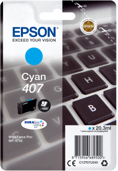 Epson C13T07U240/407 Cartouche d'encre cyan, 1.900 Feuilles ISO/IEC 19752 20,3ml pour Epson WF 4745