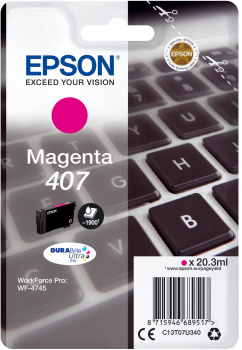 Epson C13T07U340/407 Cartouche d'encre magenta, 1.900 Feuilles ISO/IEC 19752 20,3ml pour Epson WF 4745