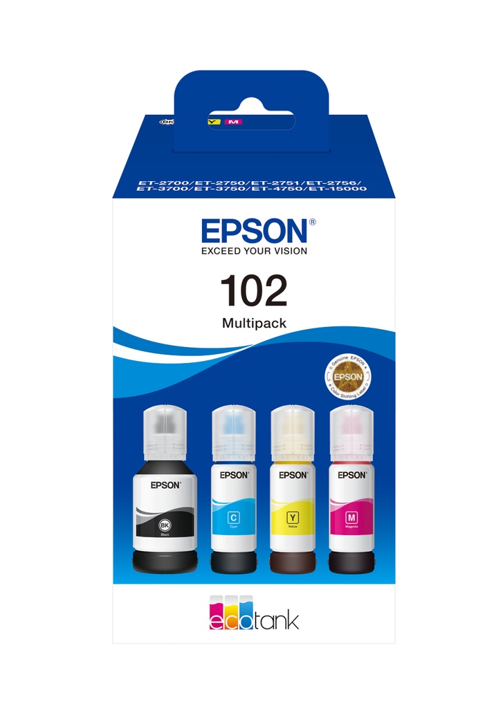 Epson C13T03R640/102 Bouteille d'encre MultiPack Bk,C,M,Y 127ml + 3x70ml UE4 pour Epson ET-3700