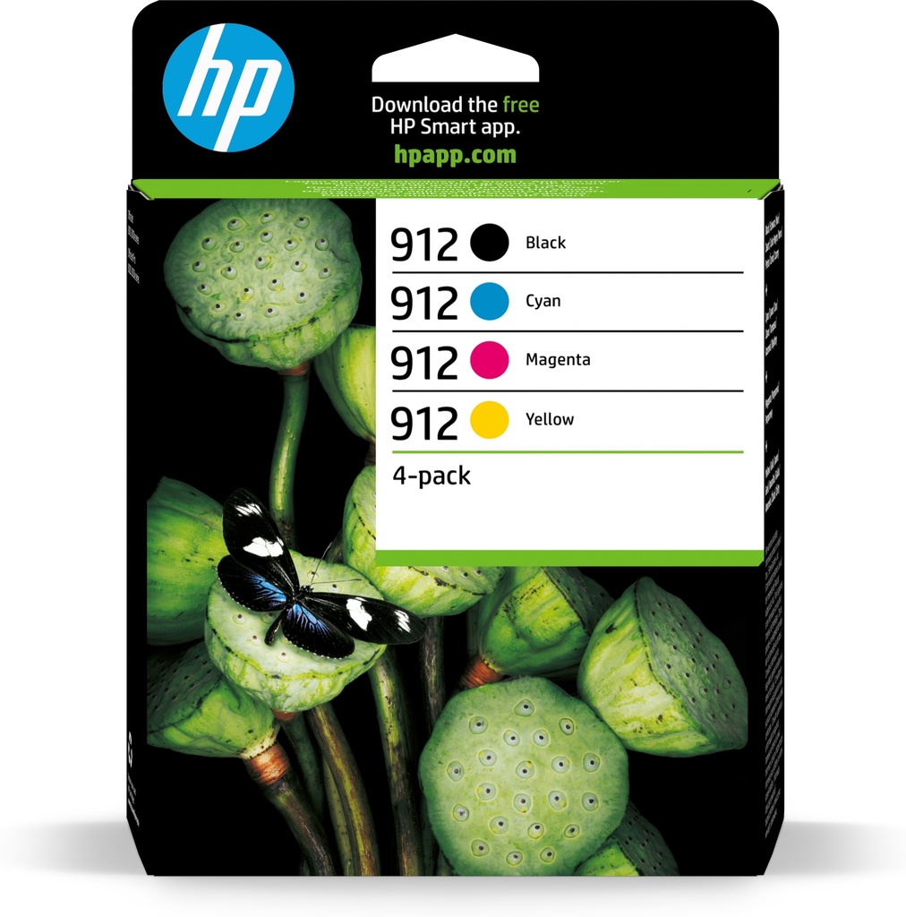 HP 6ZC74AE/912 Cartouche d'encre multi pack Bk,C,M,Y, 4x300 Feuilles 17.08ml 8,3ml + 3x2,9ml UE4 pour HP OJ Pro 8010/e/8020