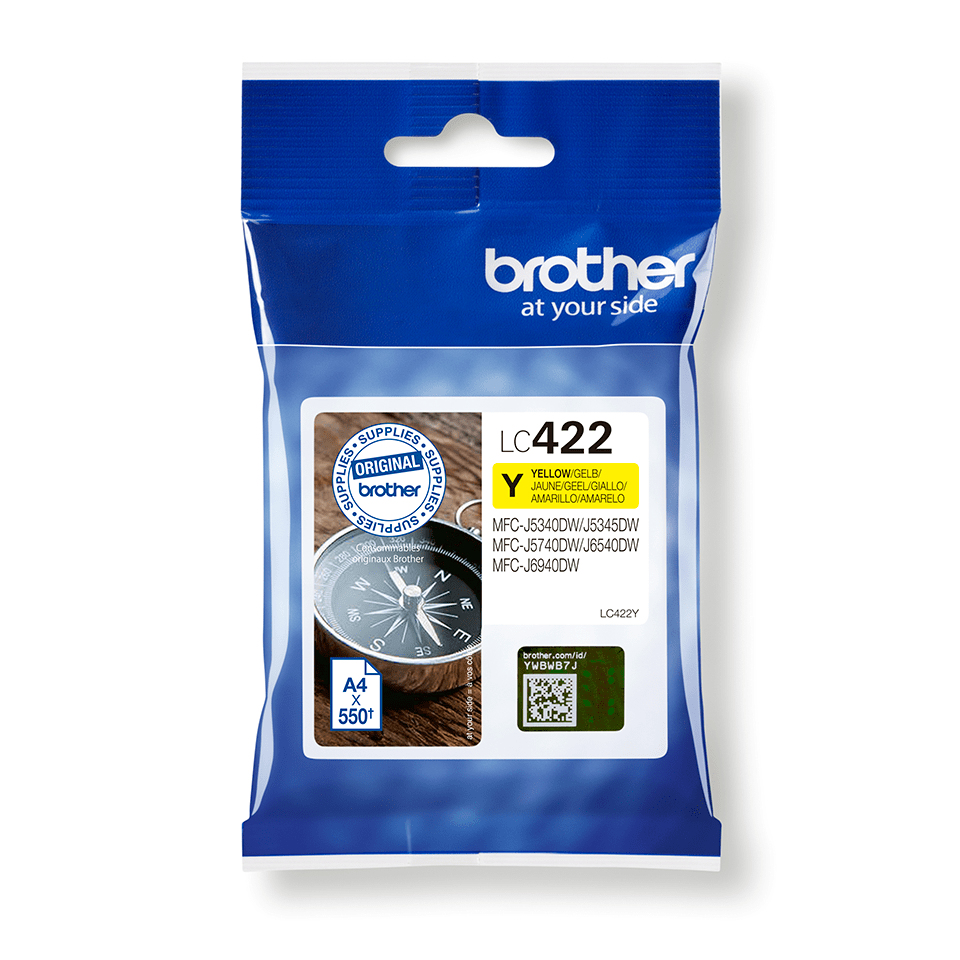 Brother LC-422Y Cartouche d'encre jaune, 550 Pages pour Brother MFC-J 5340