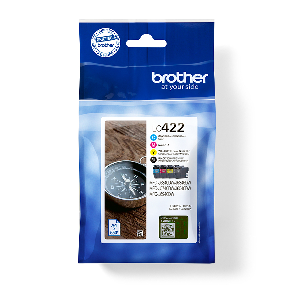 Brother LC-422VAL Cartouche d'encre multi pack Bk,C,M,Y, 4x550 Pages UE4 pour Brother MFC-J 5340