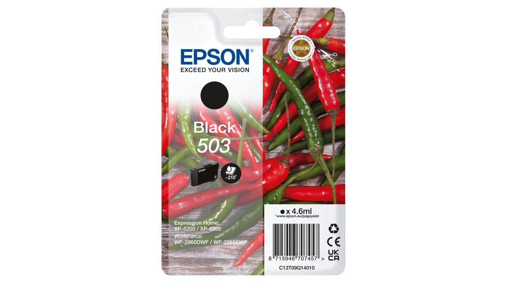 Epson C13T09Q14010/503 Cartouche d'encre noire, 210 Feuilles 4,6ml pour Epson XP-5200