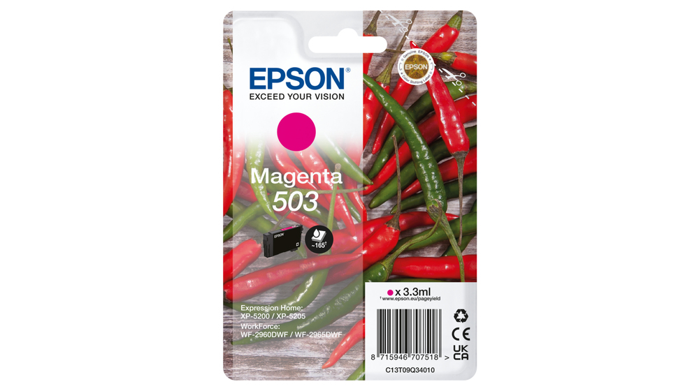 Epson C13T09Q34010/503 Cartouche d'encre magenta, 165 Feuilles 3,3ml pour Epson XP-5200
