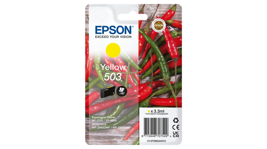 Epson C13T09Q44010/503 Cartouche d'encre jaune, 165 Feuilles 3,3ml pour Epson XP-5200