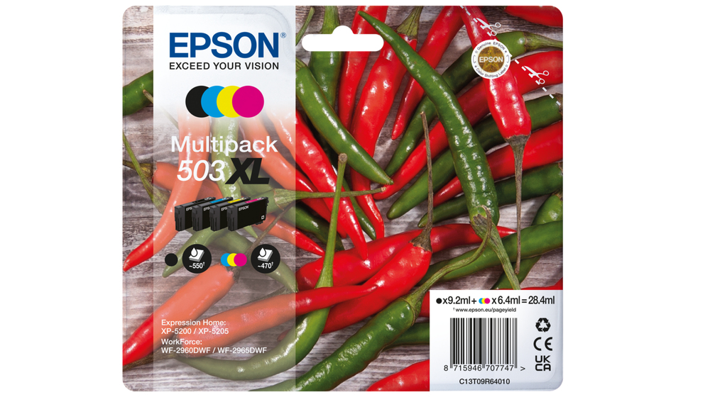 Epson C13T09R64010/503XL Cartouche d'encre multi pack Bk,C,M,Y haute capacité 550pg + 3x470pg UE4 pour Epson XP-5200
