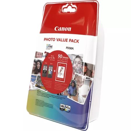 Canon 5224B007/PG-540L+CL-541XL Cartouche à tête d'impression multi pack noire + couleur + Papier photo 10x15cm 50 feuilles UE2 pour Canon Pixma MG 2150/MX 370