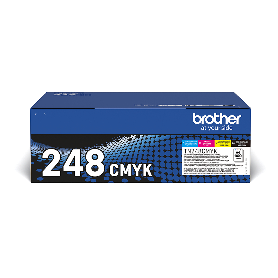 Brother TN-248CMYK Toner MultiPack Bk,C,M,Y, 4x1.000 Feuilles ISO/IEC 19752 UE4 pour Brother DCP-L 3500/HL-L 8200