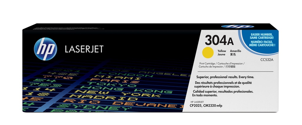 HP CC532A/304A - Toner jaune, 2 800 pages