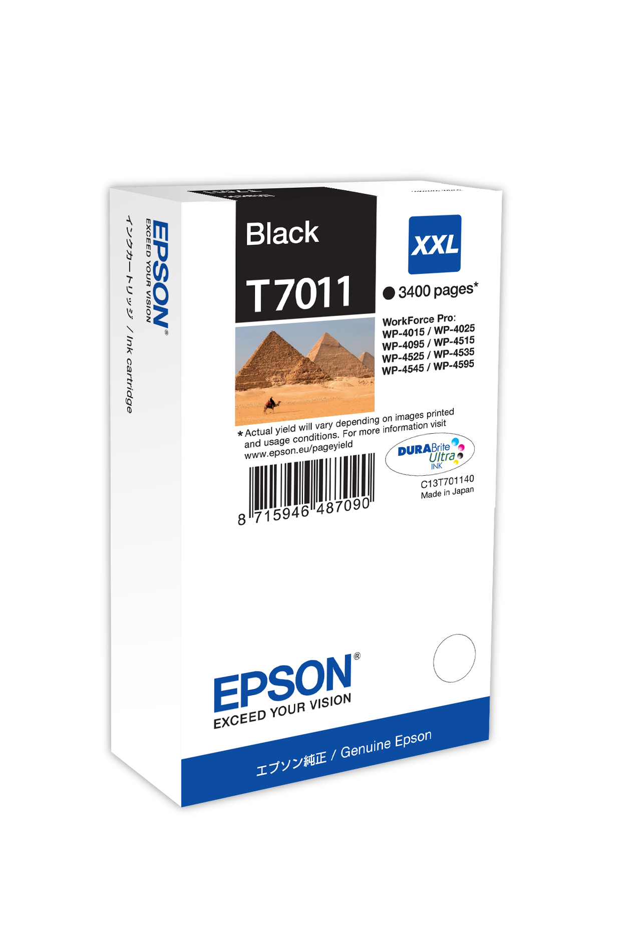 Epson C13T70114010/T7011 - Cartouche d'encre noire très haute capacité, 3 400 pages