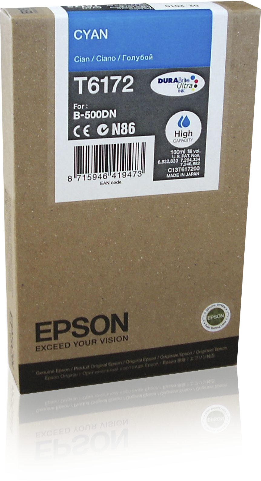 Epson C13T617200 - Cartouche d'encre cyan haute capacité, 7 000 pages