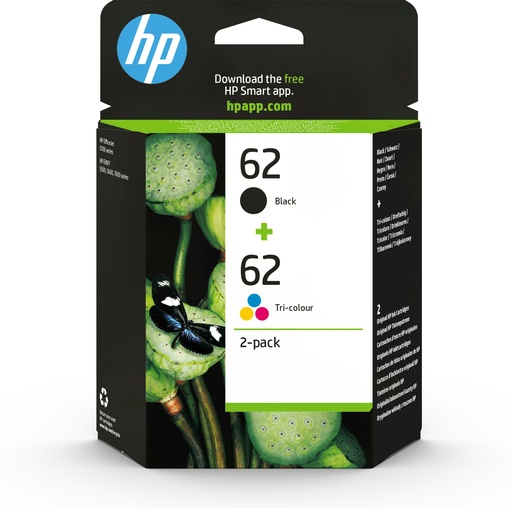 [46618] HP 62 2-pack Black/Tri-color Original Ink Cartridges ink cartridge