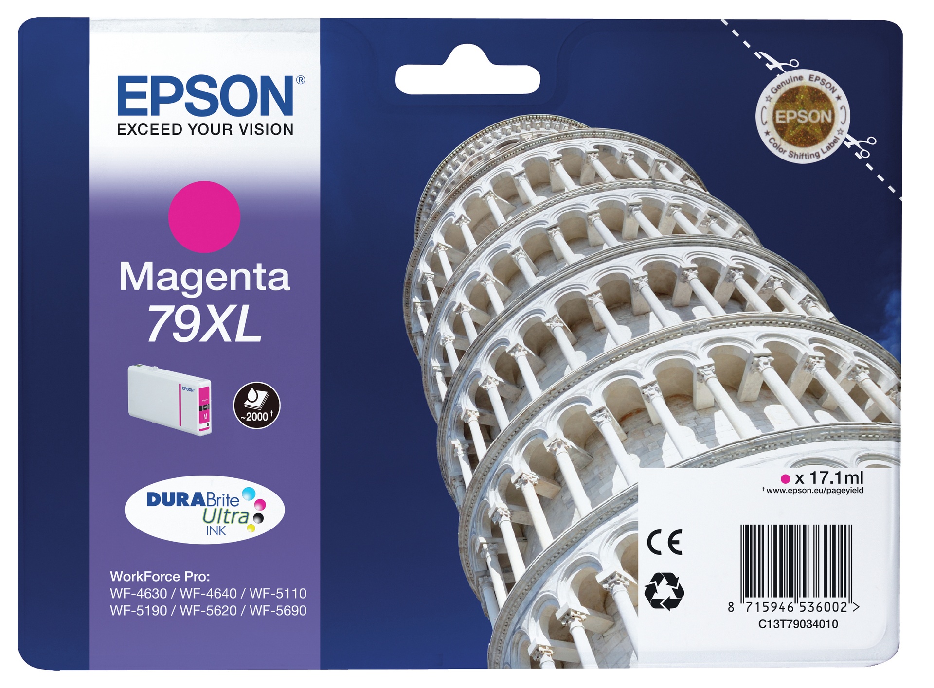 Epson C13T79034010 - Cartouche d'encre magenta haute capacité, 2 000 pages