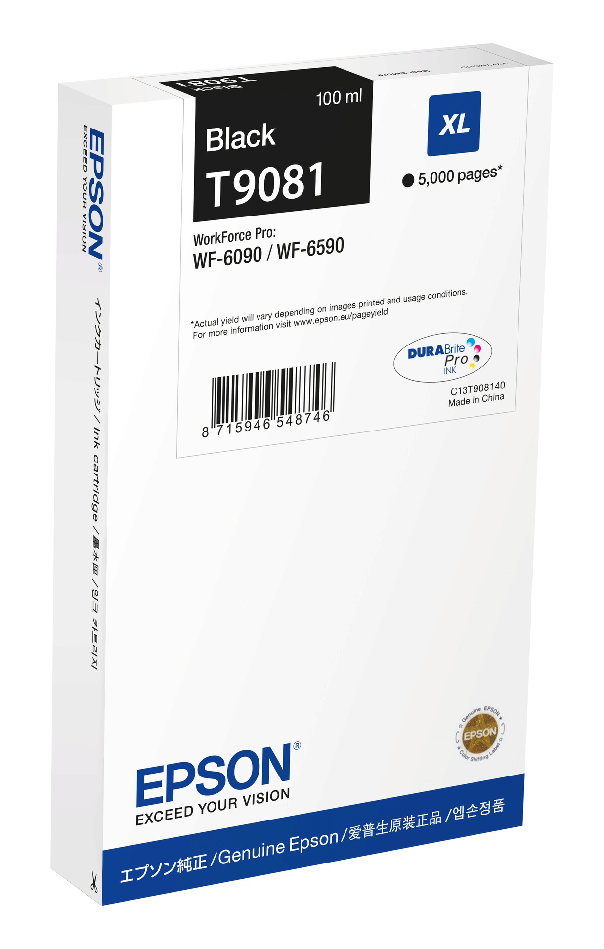 Epson C13T908140 - Cartouche d'encre noire haute capacité, 5 000 pages