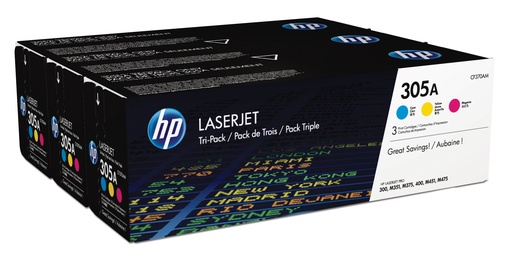 [50480] HP 305A 3-pack Cyan/Magenta/Yellow Original LaserJet Toner Cartridges toner cartridge CF370AM
