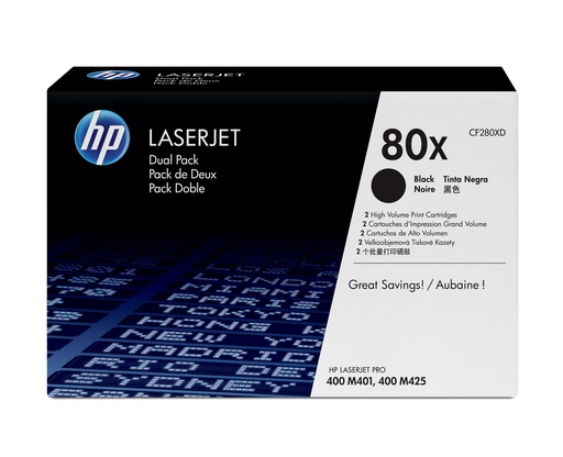 [51116] HP 80X 2-pack High Yield Black Original LaserJet Toner Cartridges toner cartridge