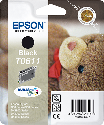 Epson C13T06114010/T0611 - Cartouche d'encre noire, 250 pages
