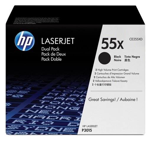 [51761] HP 55X 2-pack High Yield Black Original LaserJet Toner Cartridges toner cartridge