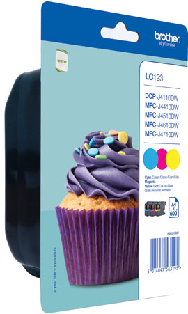 Brother LC123RBWBPDR - Cartouche d'encre multipack couleurs, 600 pages