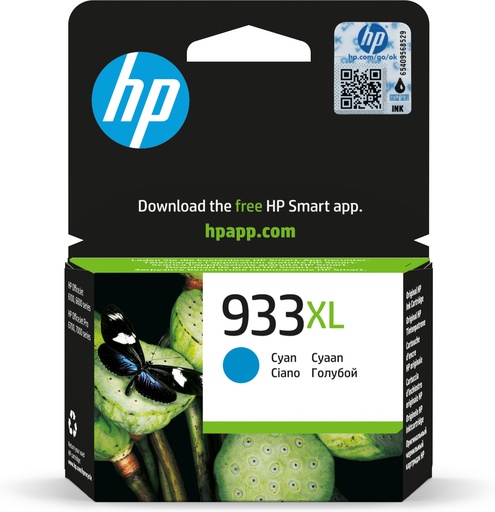 [52638] HP CN054AE/933XL Cartouche d'encre cyan haute capacité, 825 Pages ISO/IEC 24711 8.5ml pour HP OfficeJet 6100/7510/7610