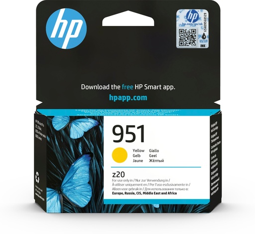 [53032] HP CN052AE/951 Cartouche d'encre jaune, 700 Pages ISO/IEC 24711 8ml pour HP OfficeJet Pro 8100/8610/8620