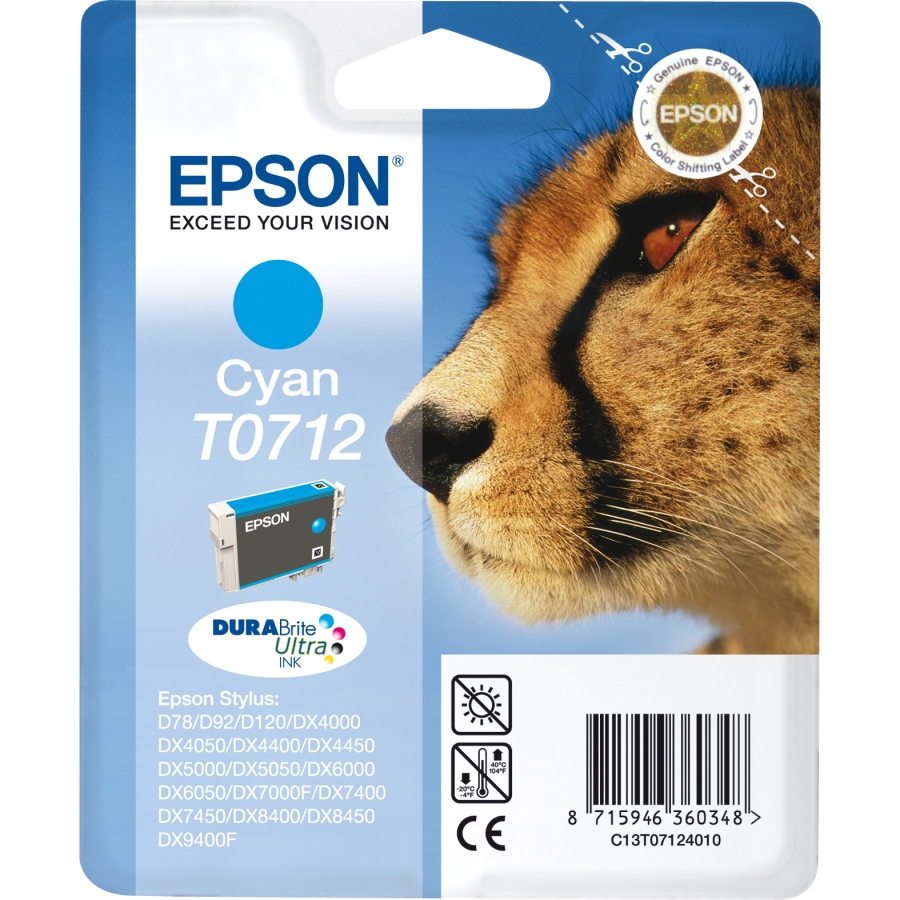 Epson C13T07124011 - Cartouche d'encre cyan, 345 pages